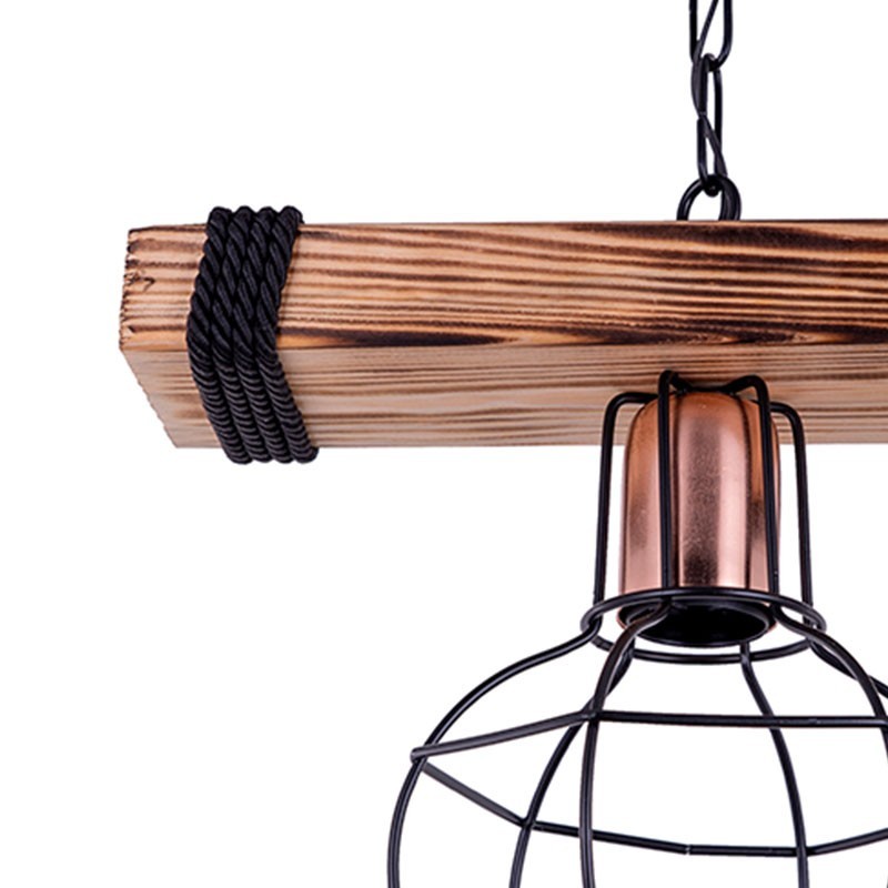 Suspension luminaire Plafonnier  E27 noyer-noir 28,5x15x50cm