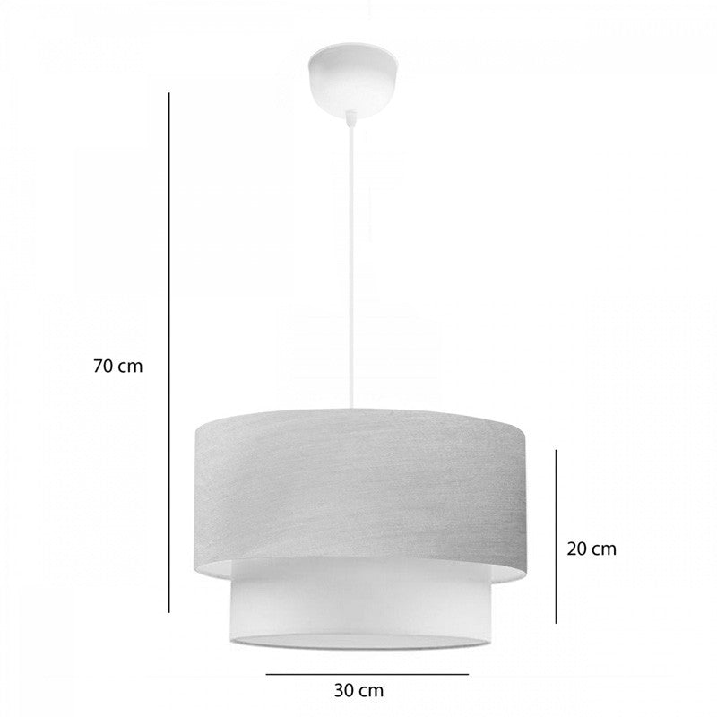 Suspension luminaire Plafonnier  E27 beige doré-écru D30x70cm