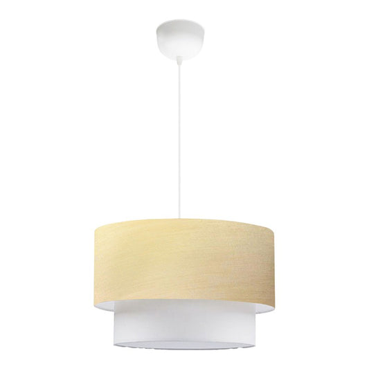 Suspension luminaire Plafonnier  E27 beige doré-écru D30x70cm