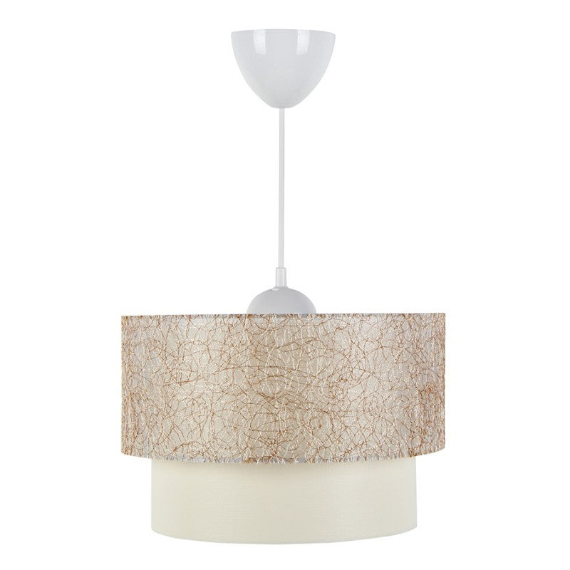 Suspension luminaire Plafonnier  E27 beige doré-écru D30x70cm