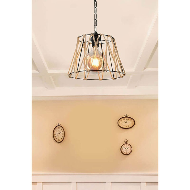 Suspension luminaire Plafonnier PΕ27 noir-beige 30x54cm