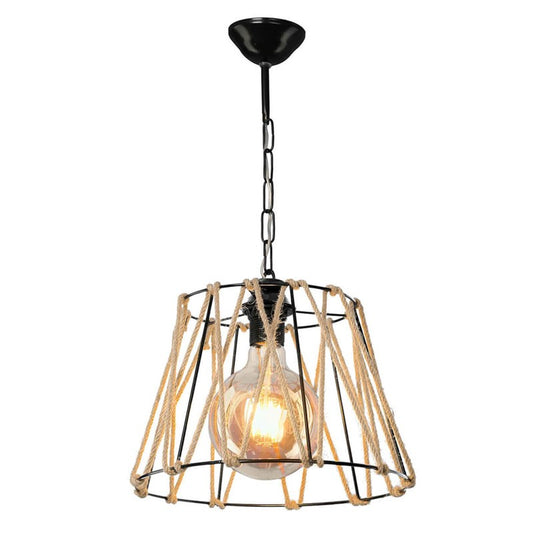 Suspension luminaire Plafonnier PΕ27 noir-beige 30x54cm