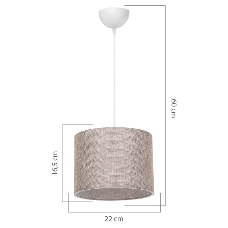 Suspension luminaire Plafonnier  Ε27 beige-blanc D22x60cm