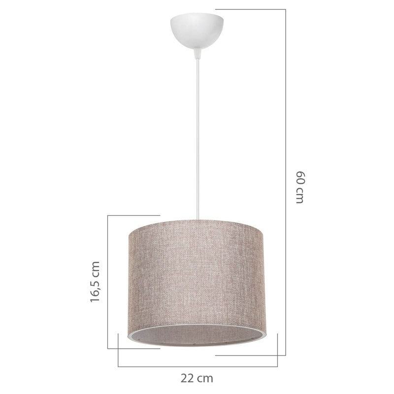 Suspension luminaire Plafonnier  Ε27 beige-blanc D22x60cm