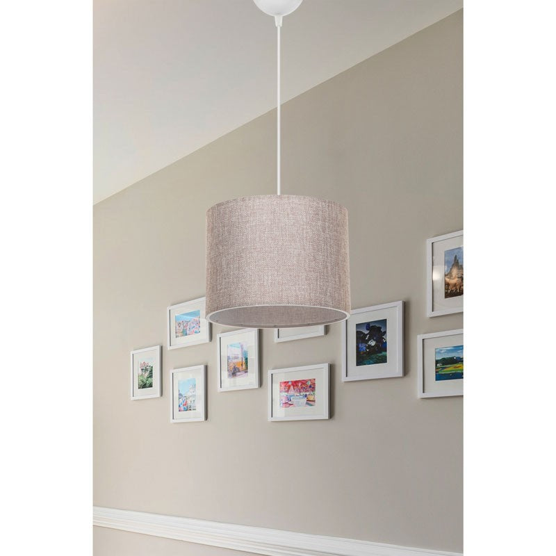 Suspension luminaire Plafonnier  Ε27 beige-blanc D22x60cm