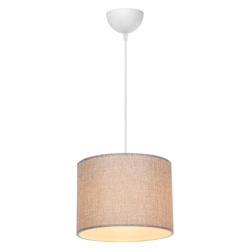 Suspension luminaire Plafonnier  Ε27 beige-blanc D22x60cm