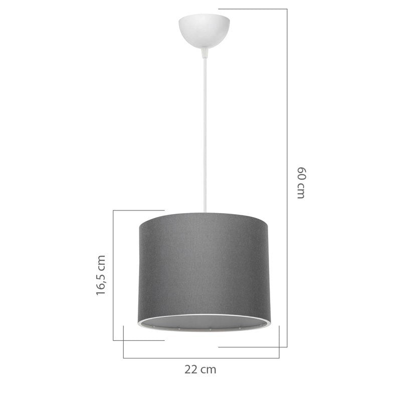 Suspension luminaire Plafonnier  Ε27 gris-blanc D22x60cm