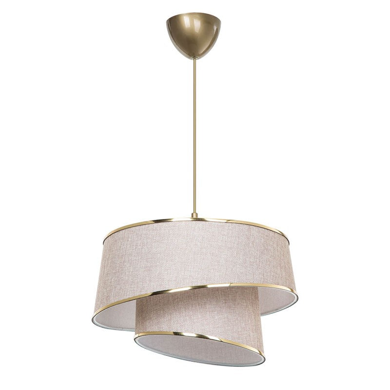 suspension luminaire Plafonnier Ε27 beige-marron-doré D 32,5x65 cm