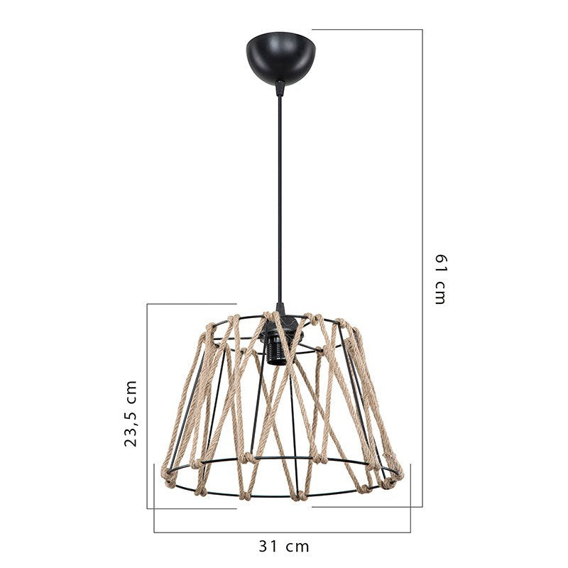Suspension luminaire Plafonnier  E27 noir-ropa 30x54cm
