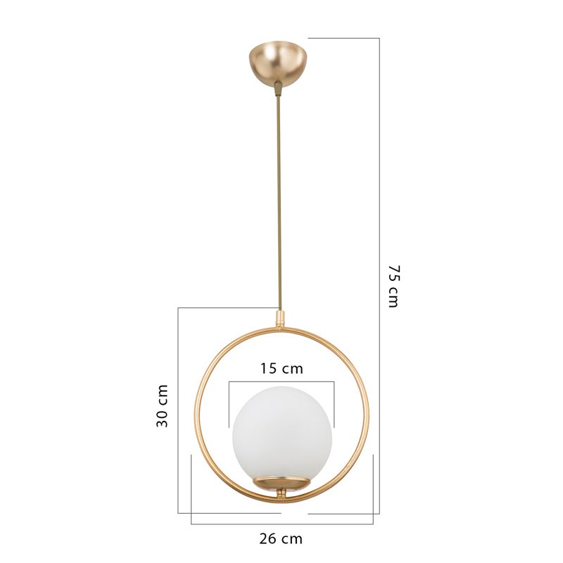 Suspension luminaire Plafonnier  Ε27 doré D26x75cm