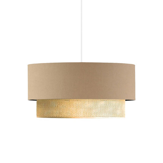 Suspension luminaire plafonnier en tissu marron jaune 30x15 cm