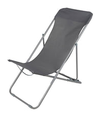 Chaise Longue Pliante transat Chilienne Métal Gris Anthracite 85x56x90cm