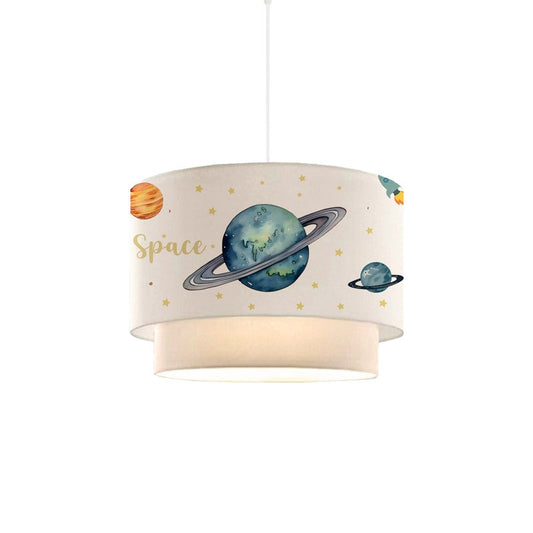 Suspension luminaire plafonnier enfant saturne blanc 30x20 cm
