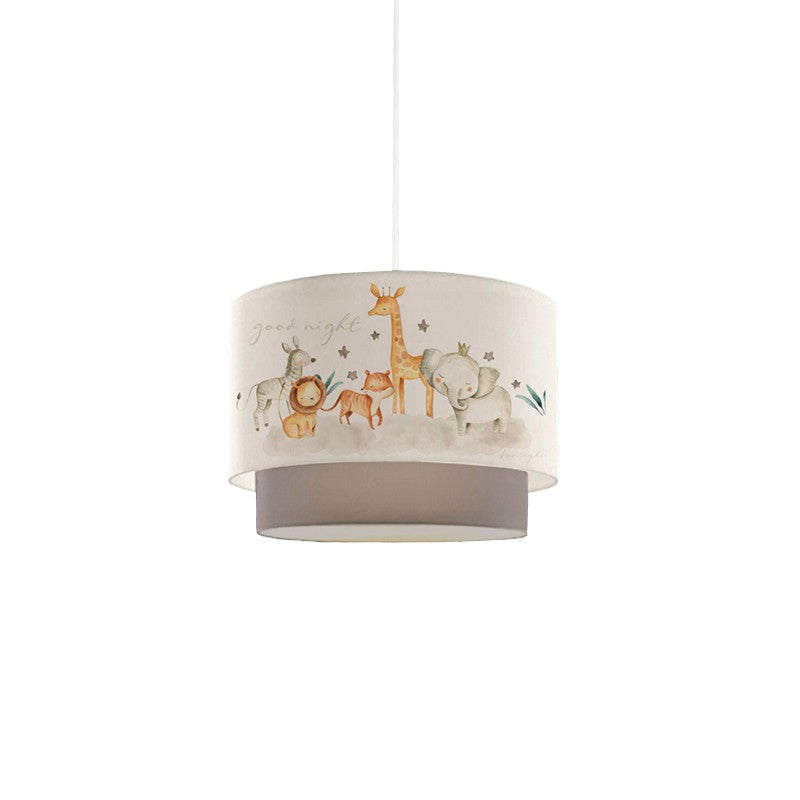 Suspension luminaire Plafonnier pour enfants E27 blanc-gris-orange D30x70cm