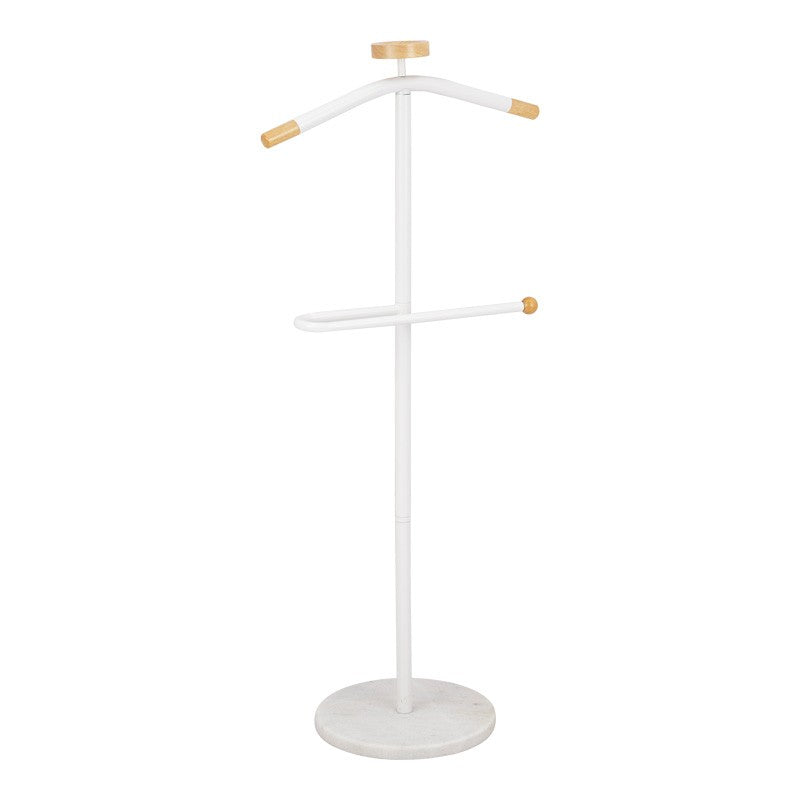 Porte manteau métal bois blanc 30x111 cm