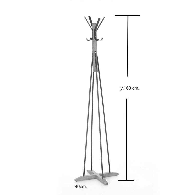 Porte manteau  bois métal noir 40x160 cm