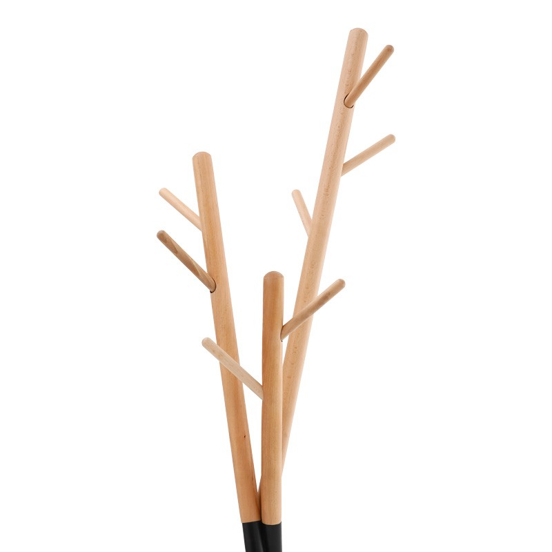 Porte manteau métal bois noir 49x51x187 cm