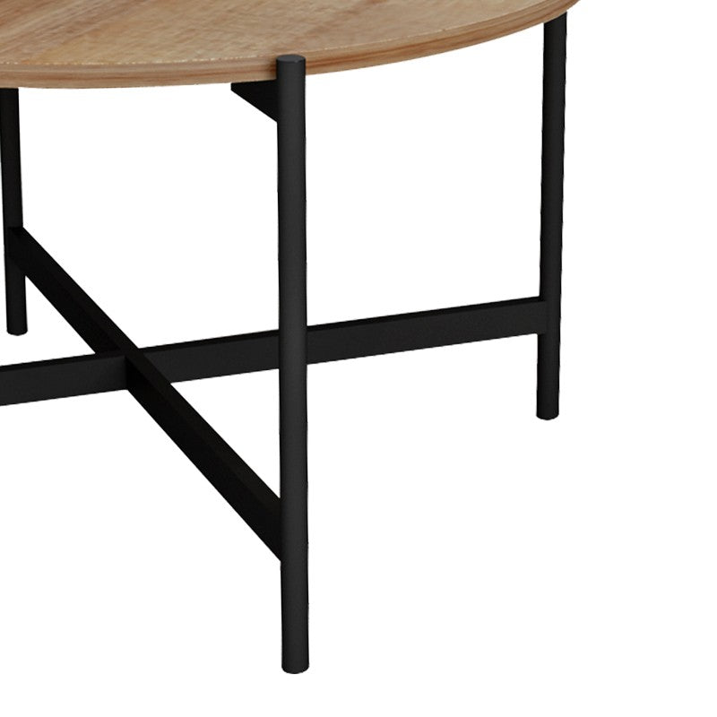 Table basse bois mélamine naturel noir 80x45 cm