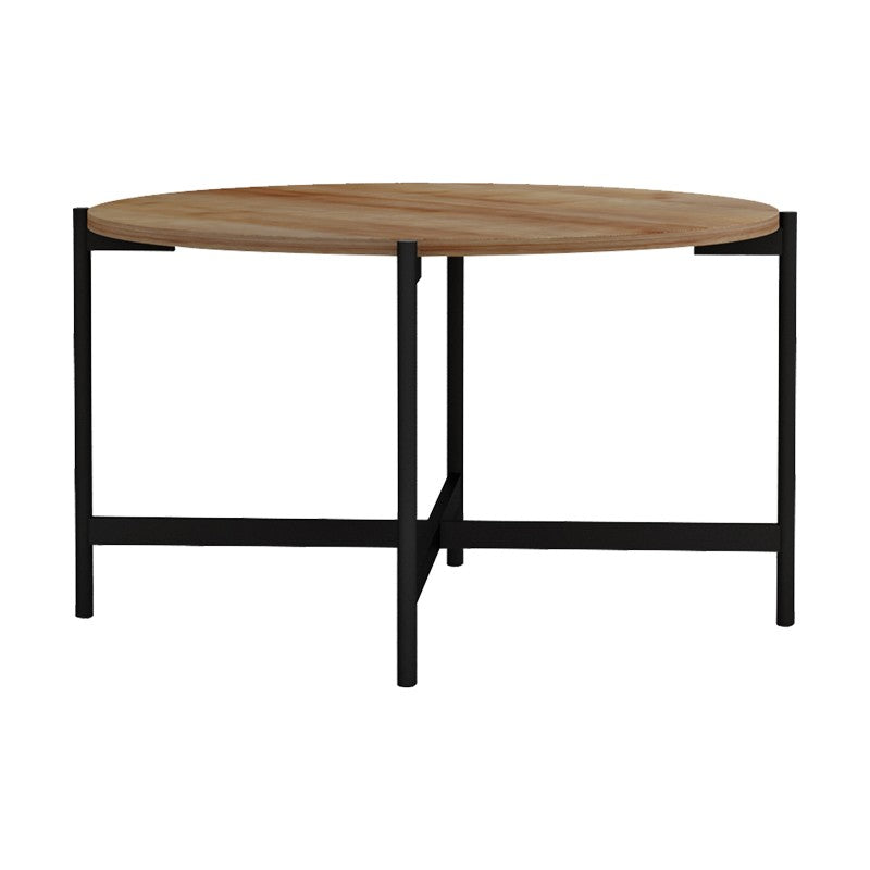 Table basse bois mélamine naturel noir 80x45 cm