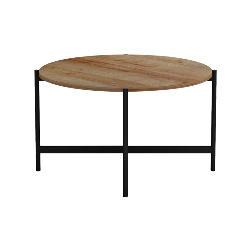 Table basse bois mélamine naturel noir 80x45 cm