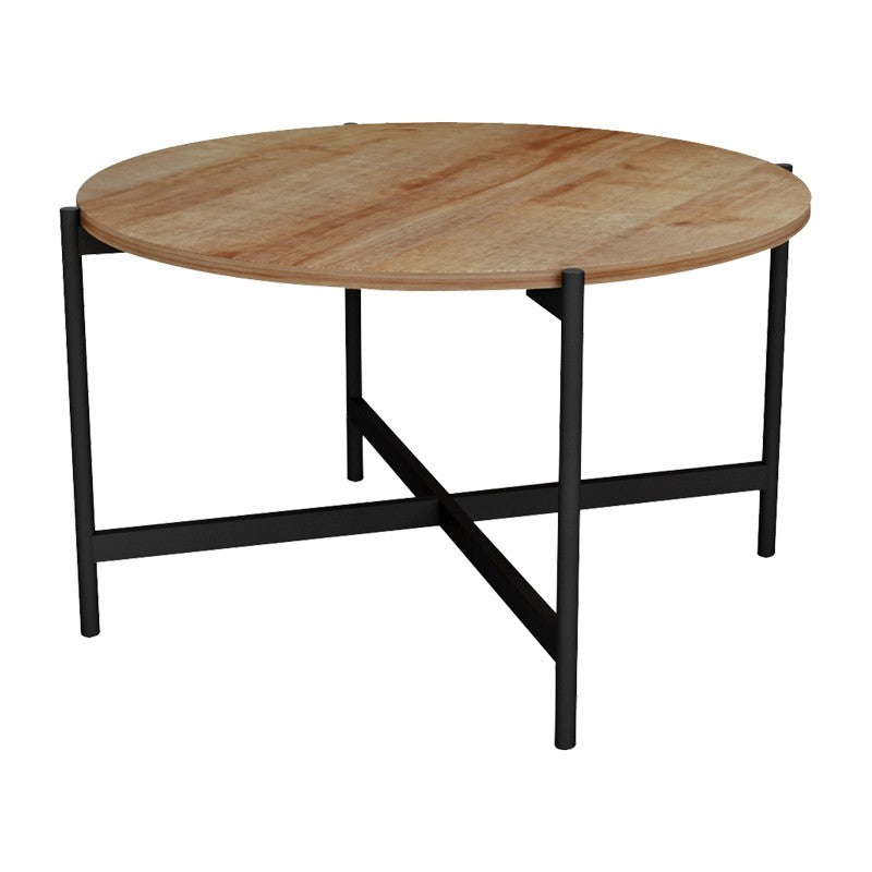Table basse bois mélamine naturel noir 80x45 cm