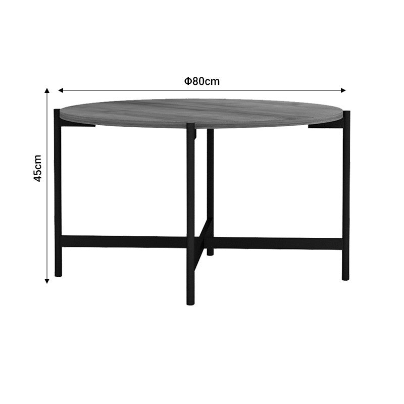 Table basse bois mélamine naturel noir 80x45 cm
