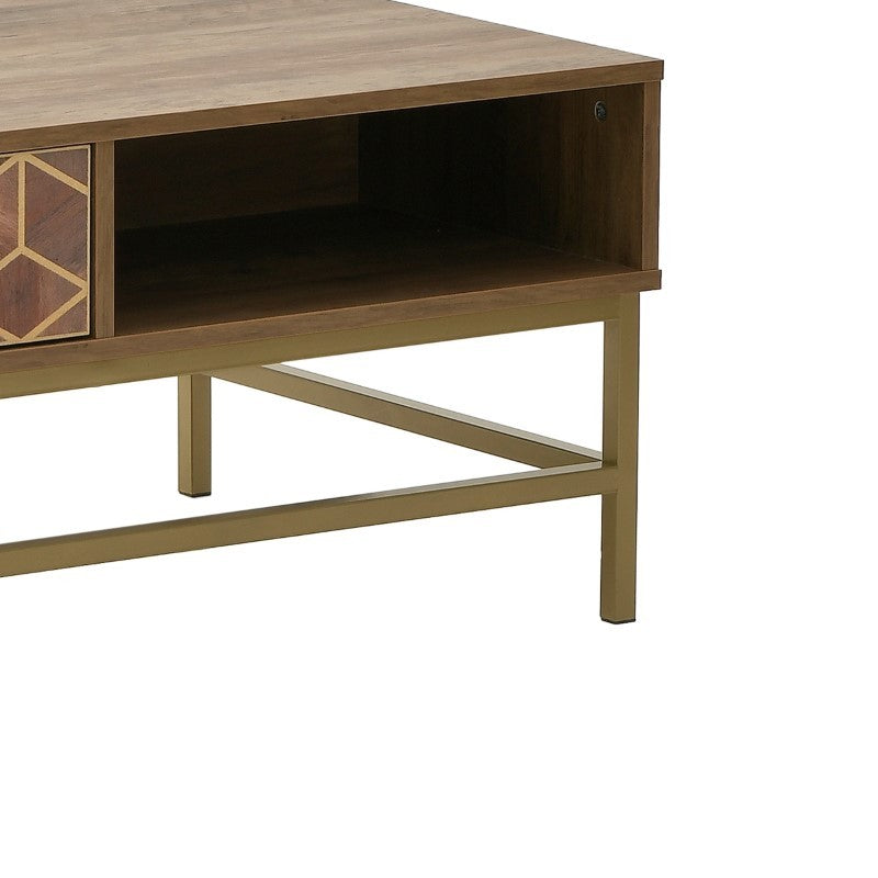 Table basse bois brun doré 101x59x43 cm