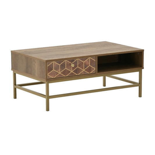 Table basse bois brun doré 101x59x43 cm