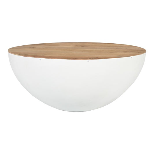 Table basse blanc bois d'acacia massif 90x40 cm
