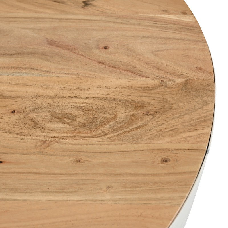Table basse blanc bois d'acacia massif 90x40 cm