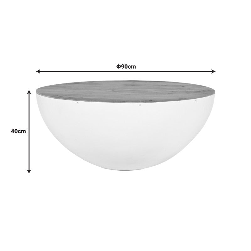 Table basse blanc bois d'acacia massif 90x40 cm