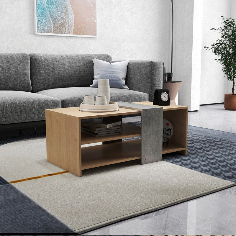 Table basse Cozeto bois gris ciment 100x53x41,5 cm