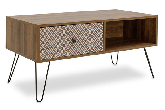 Table basse Boho bois noyer 100x50x46cm