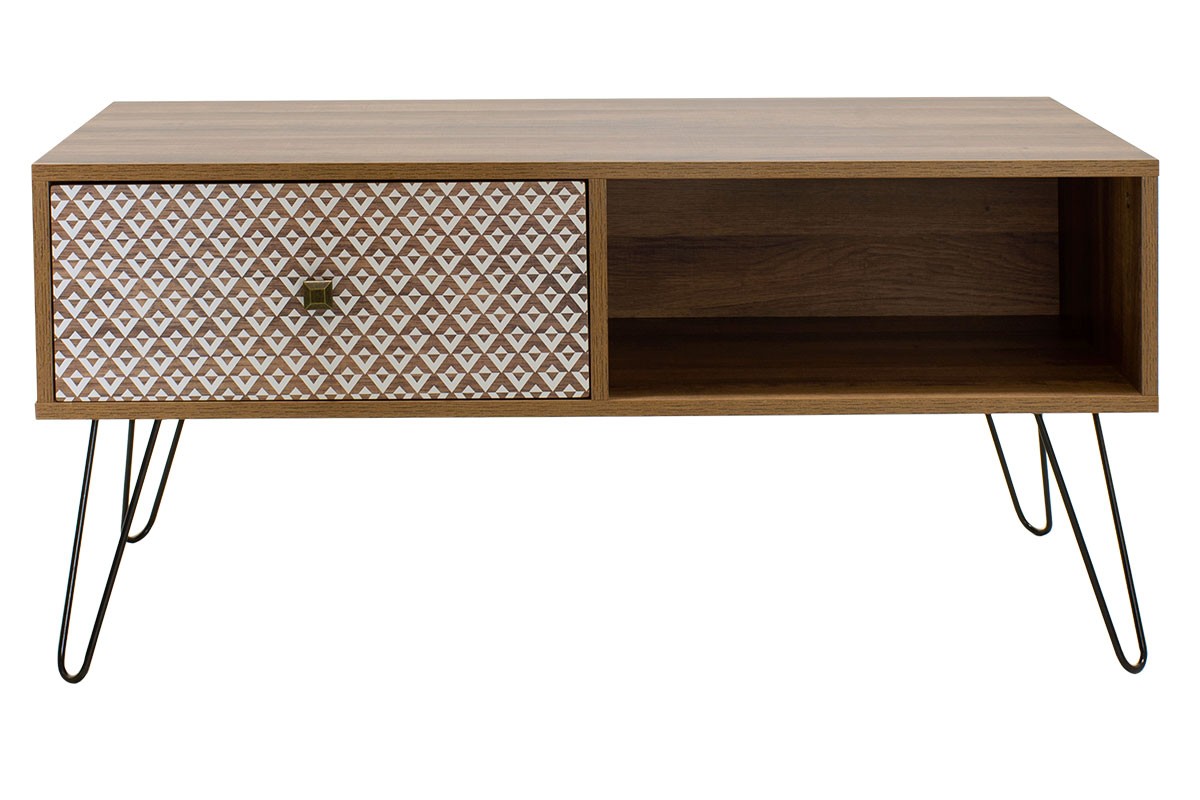 Table basse Boho bois noyer 100x50x46cm