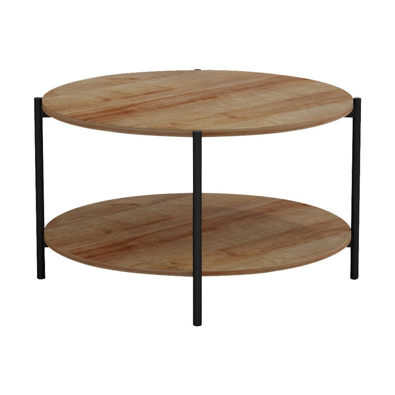 Table basse bois mélamine naturel noir 80x45 cm