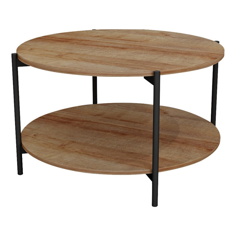 Table basse bois mélamine naturel noir 80x45 cm