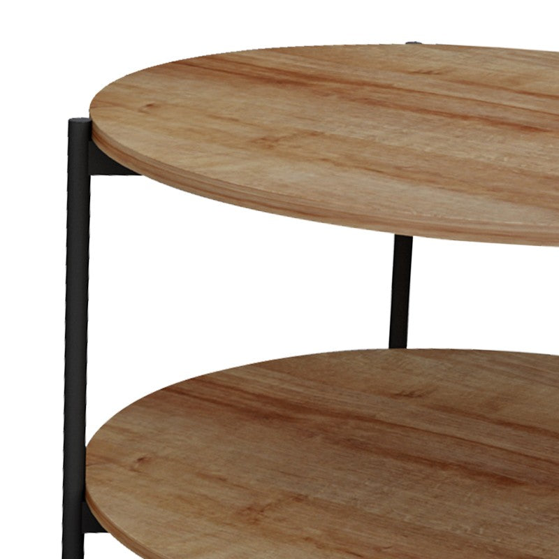 Table basse bois mélamine naturel noir 80x45 cm
