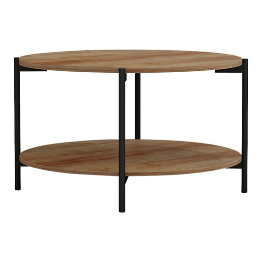 Table basse bois mélamine naturel noir 80x45 cm