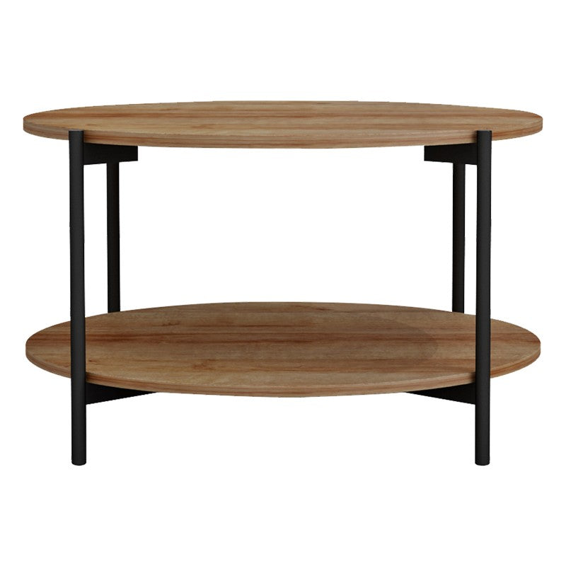 Table basse bois mélamine naturel noir 80x45 cm