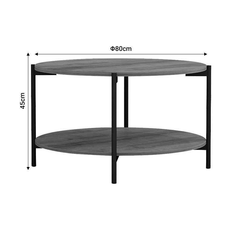 Table basse bois mélamine naturel noir 80x45 cm