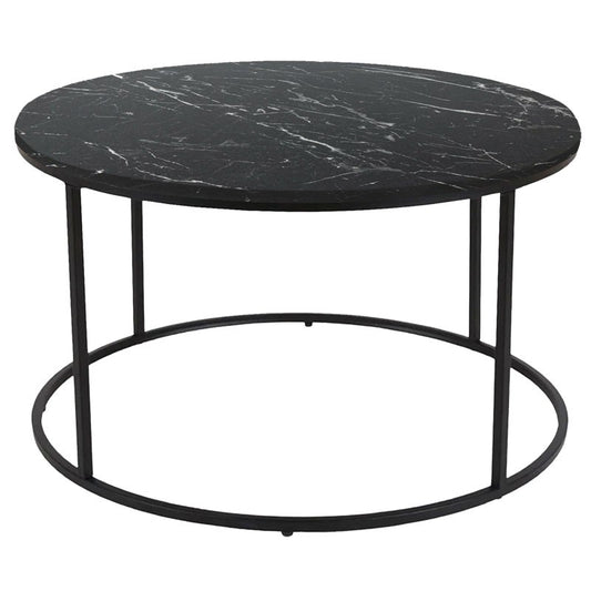 Table basse marbre noir pieds métal noir  60x42cm