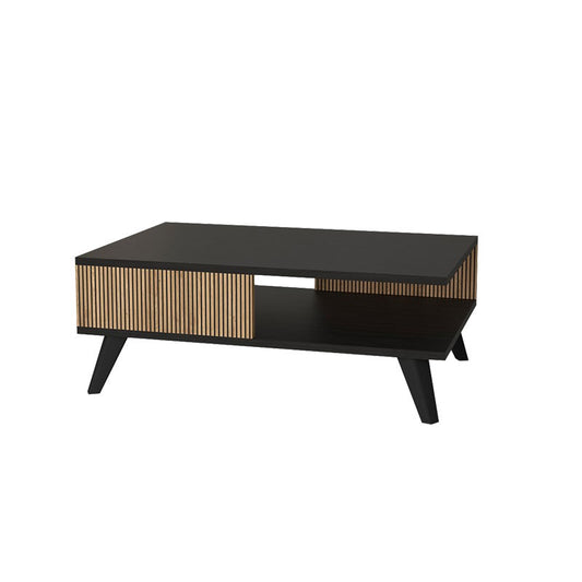 Table basse bois mélaminé chêne noir 83x54x34 cm