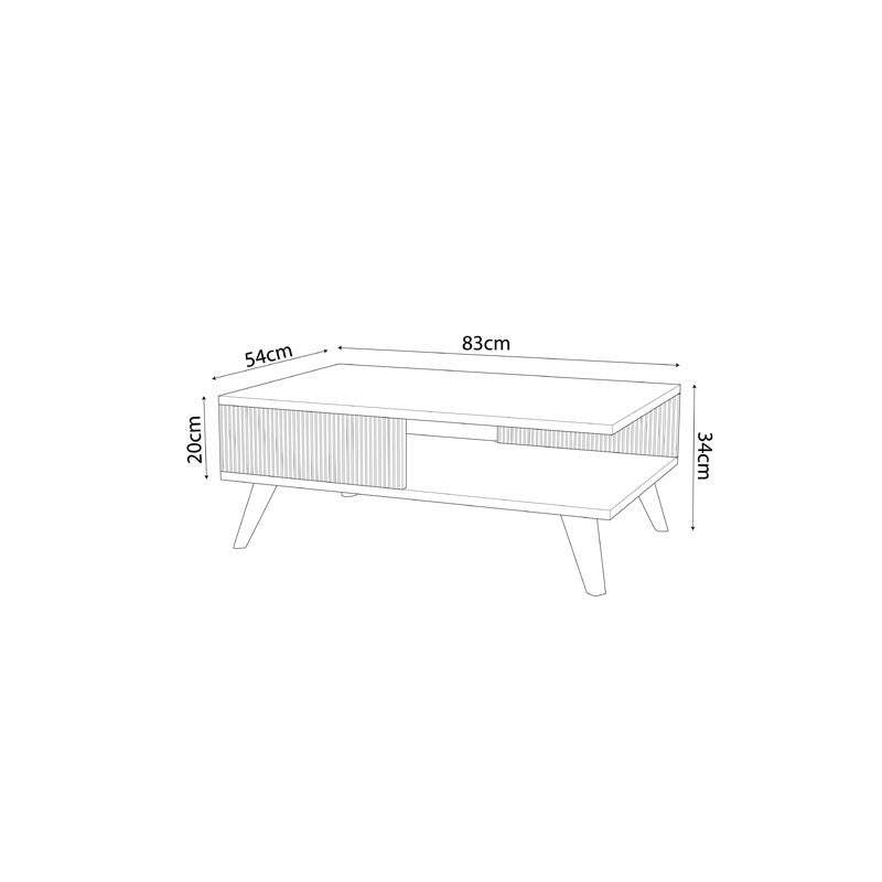 Table basse bois mélaminé chêne noir 83x54x34 cm