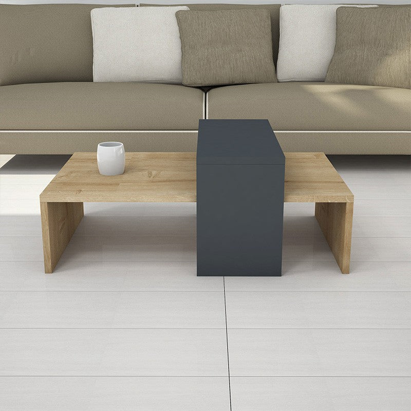 Table basse Glow bois chêne anthracite 80x50x32 cm