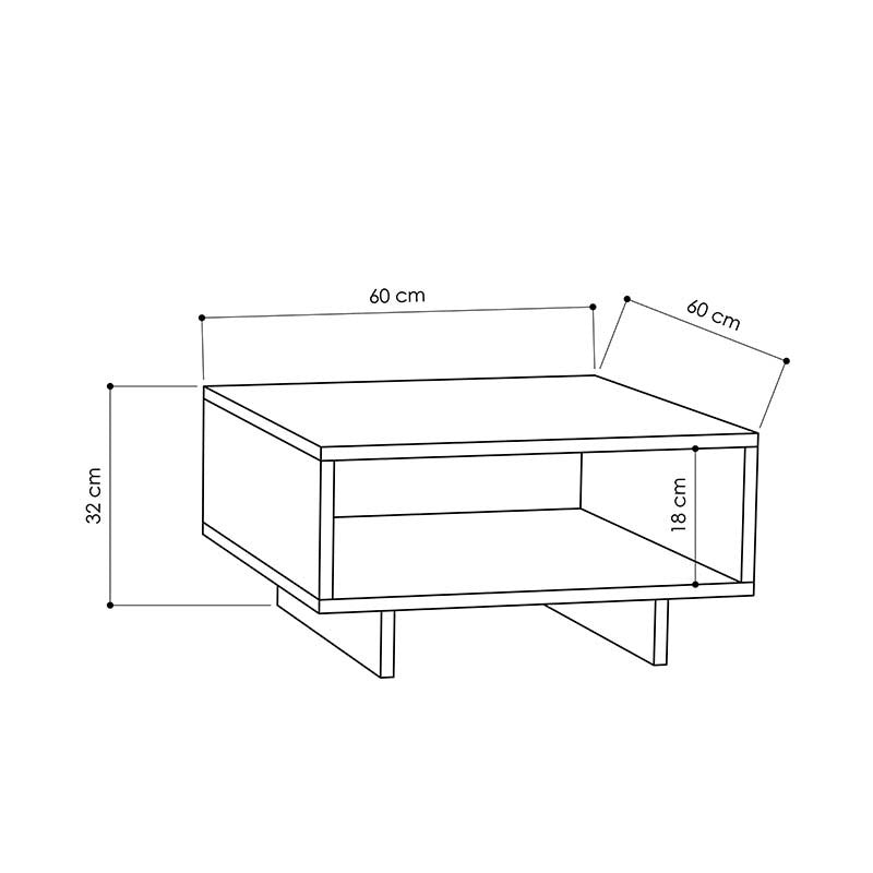 Table basse Hola blanche - pied anthracite 60x60x32 cm