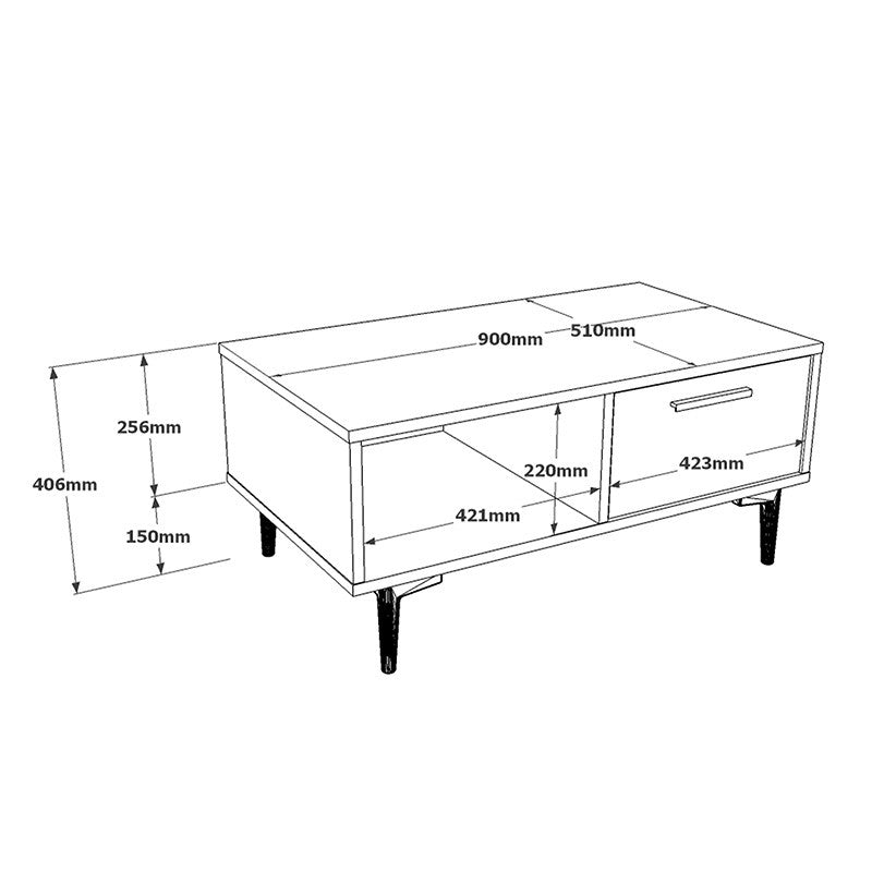 Table basse Jethro gris ciment bois sonoma 90x51x40,6 cm