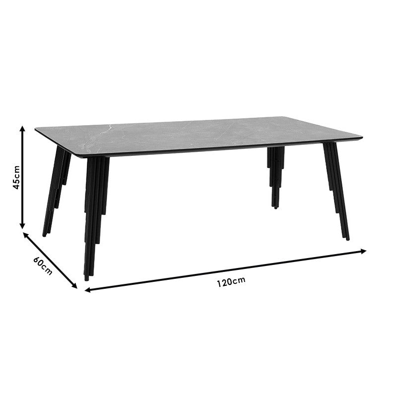 Table basse gris ciment noir 120x60x45cm