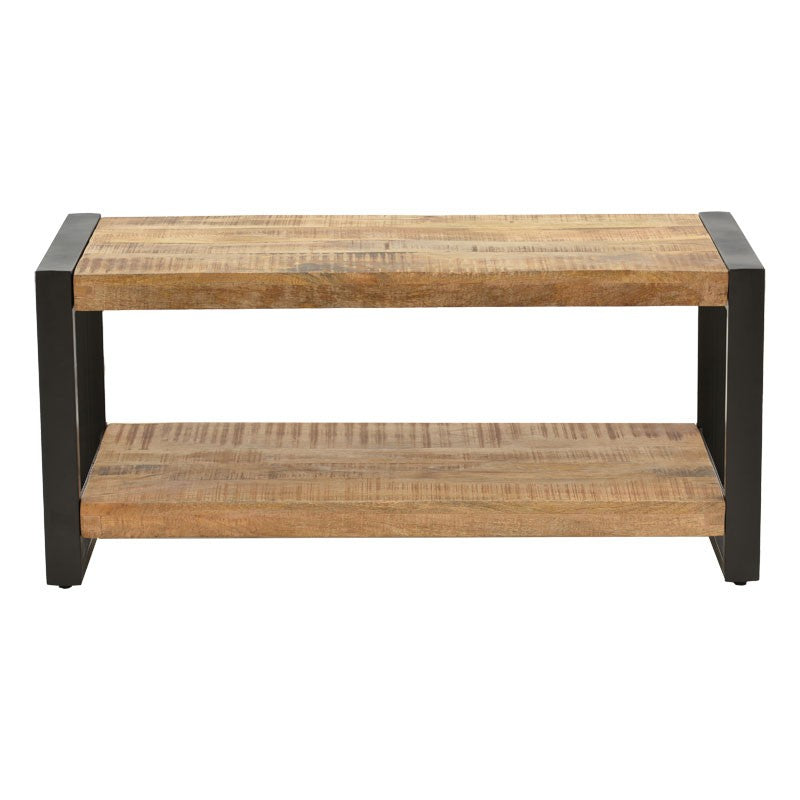 Table basse bois de manguier massif naturel noir 100x45x45,5 cm