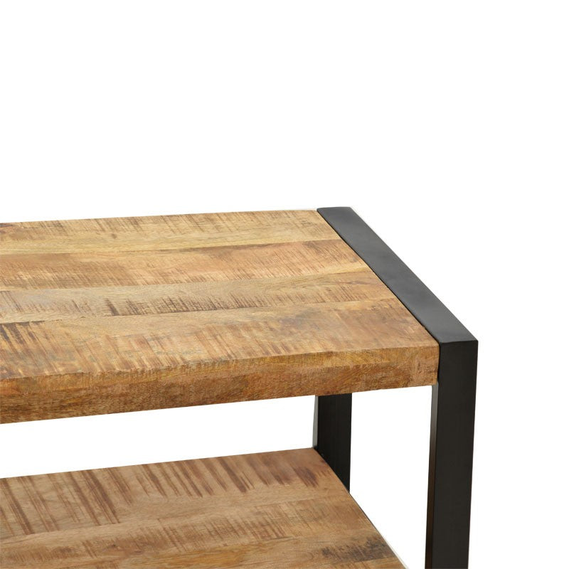 Table basse bois de manguier massif naturel noir 100x45x45,5 cm
