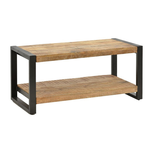 Table basse bois de manguier massif naturel noir 100x45x45,5 cm